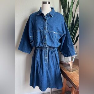 Vintage Denim‎ Shirt Dress USA Made 100% Cotton